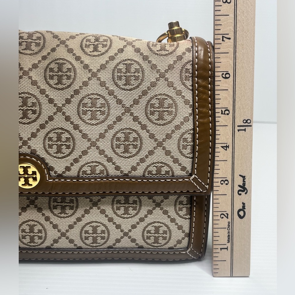 Tory Burch T Monogram Jacquard Mini Shoulder Bag Hazelnut Tan Brown No Strap - Picture 6 of 16